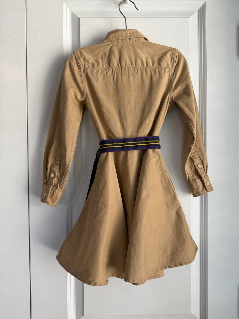 Polo Ralph Lauren Girls Belted Chino Shirt Dress Khaki NWT Size 5 - Picture 4 of 10